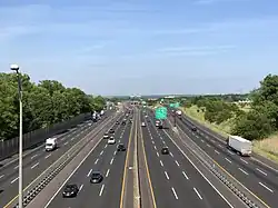 The New Jersey Turnpike (Interstate 95) in Woodbridge Township, near its intersection with the Garden State Parkway