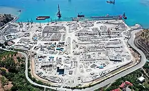 The port under construction in May 2021