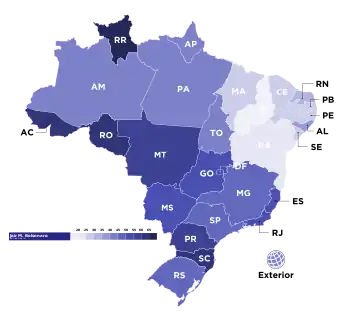 Jair Bolsonaro (PL) vote distribution