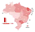 Lula's gain in vote share (by states) from the first round in the runoff