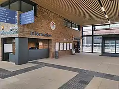 New amenities and signage in the new station.