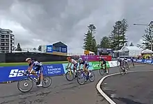 Riders just after passing the finish line