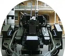 An Argentine Rheinmetall 20 mm twin anti-aircraft cannon, Imperial War Museum.