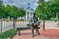 Bronze statue of Abraham Lincoln adjacent to the State House