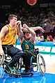 Morris is hit during competition at the 2000 Sydney Paralympics