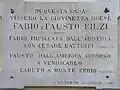 Plaque for Fausto Filzi, killed on Monte Zebio on 8 June 1917 (see mine #12)