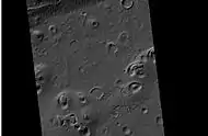 Wide view of a field of ring mold craters, as seen by HiRISE under HiWish program