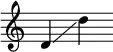 { \set Score.proportionalNotationDuration = #(ly:make-moment 1/8)  \new Staff \with { \remove "Time_signature_engraver" } {\clef treble d'\glissando d''} }