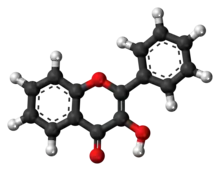 Ball-and-stick model of the 3-hydroxyflavone molecule