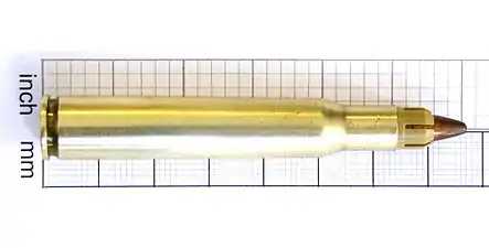 .30-06 cartridge with expanding cup sabot projectile.