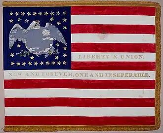 "Liberty & Union. Now & Forever, One and Inseperable" - U.S. flag given to Susan Brownlow Sawyers by the Ladies of Philadelphia, June 13, 1862 (East Tennessee Historical Society)