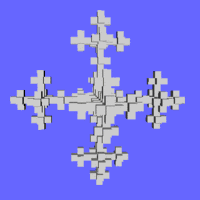Third iteration of the 3D Vicsek fractal.