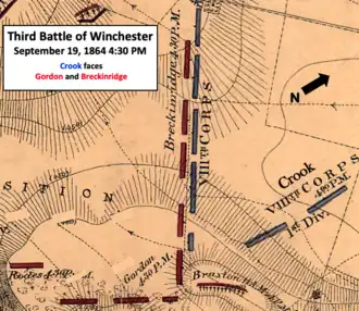 old map showing troop positions in a battle.