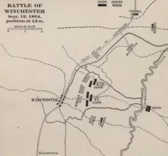 map showing Winchester and troop positions
