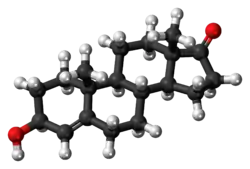 Ball-and-stick model of the 4-dehydroepiandrosterone molecule