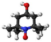 Ball-and-stick model of the 4-hydroxy-TEMPO molecule