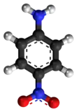 Ball-and-stick model of the p-nitroaniline molecule
