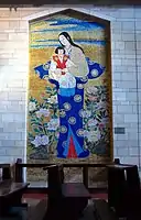Japanese mosaic of Madonna and Child, in the upper church.