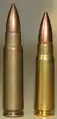 7.62×45mm cartridge (left) and 7.62×39mm cartridge (right).