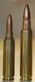 4.6x36mm cartridge next to a .223 Remington cartridge.