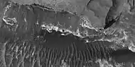 Close view of layers and dunes, as seen by HiRISE under HiWish program. Light-toned material may contain hydrated minerals.