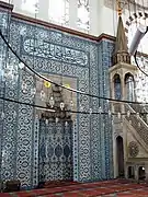 Ottoman mihrab with Iznik tiles in the Rüstem Pasha Mosque, Istanbul (16th century)