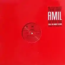 An orange/red 12-inch single cover with Amil's name and the single title.