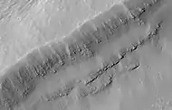 Layers on crater wall, as seen by HiRISE under HiWish program