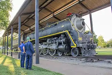 No. 576 being repainted prior to the first Open House hosted by the Nashville Steam Preservation Society to promote and fundraise its restoration