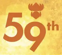 Logo reads "59th" with the lotus symbol on top and golden yellow background