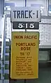 Portland Rose track sign at Denver Union Station