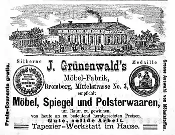 Advertising for the Grünenwald factory, ca 1888