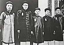 Hồ Đắc Khải (left) Minister of Revenue from 1933 to 1945 and Thái Văn Toản (middle), minister of Justice in 1933–1942.
