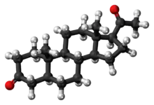 Ball-and-stick diagram of the same steroid