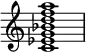  {
\override Score.TimeSignature #'stencil = ##f
\relative c' { 
  \clef treble \time 4/4
  <c es g bes d f a>1
} }
