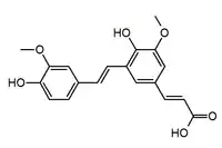 Chemical structure of decarboxylated 8,5'-diferulic acid.