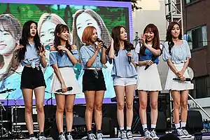 April in August 2018From left to right: Jinsol, Yena, Chaewon, Chaekyung, Rachel, and Naeun