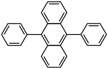 9,10-diphenylanthracene yields blue light