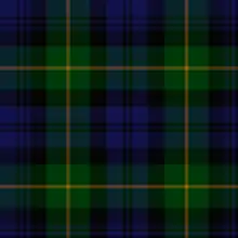 A green, blue and black tartan with a thin yellow over-check