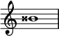  {
\override Score.TimeSignature #'stencil = ##f
\relative c'' {
  \clef treble \time 1/1 bisis1
} }