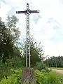 Cross made of railway tracks built in Ažušilė [lt]