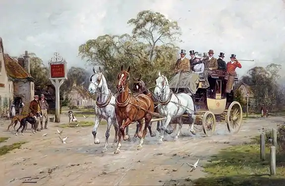 A coach passing the King's Arms