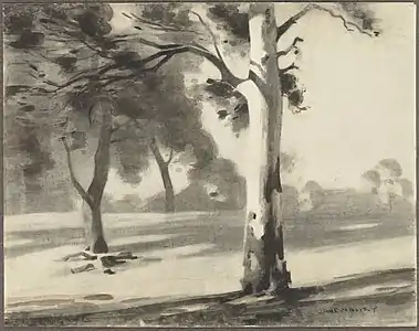 Trees and paddock, Albert Ernest Newbury