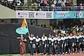 Athletes from India bearing the national flag during the opening ceremony.