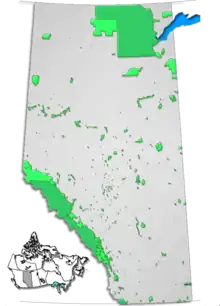 Location and extent of parks in Alberta