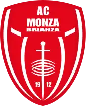 A red and white badge with "AC MONZA BRIANZA" written on it