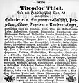 Advertising for Theodor Thiel's shop ca 1860s