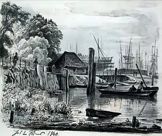 The Reiherstieg ship-yard in Hamburg in 1840.
