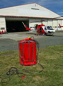 Helicopter bucket made of canvas