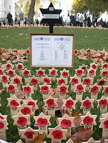 Tokens of remembrance in the plot for the Association of Jewish Ex-Servicemen and Women, AJEX, at the Field of Remembrance